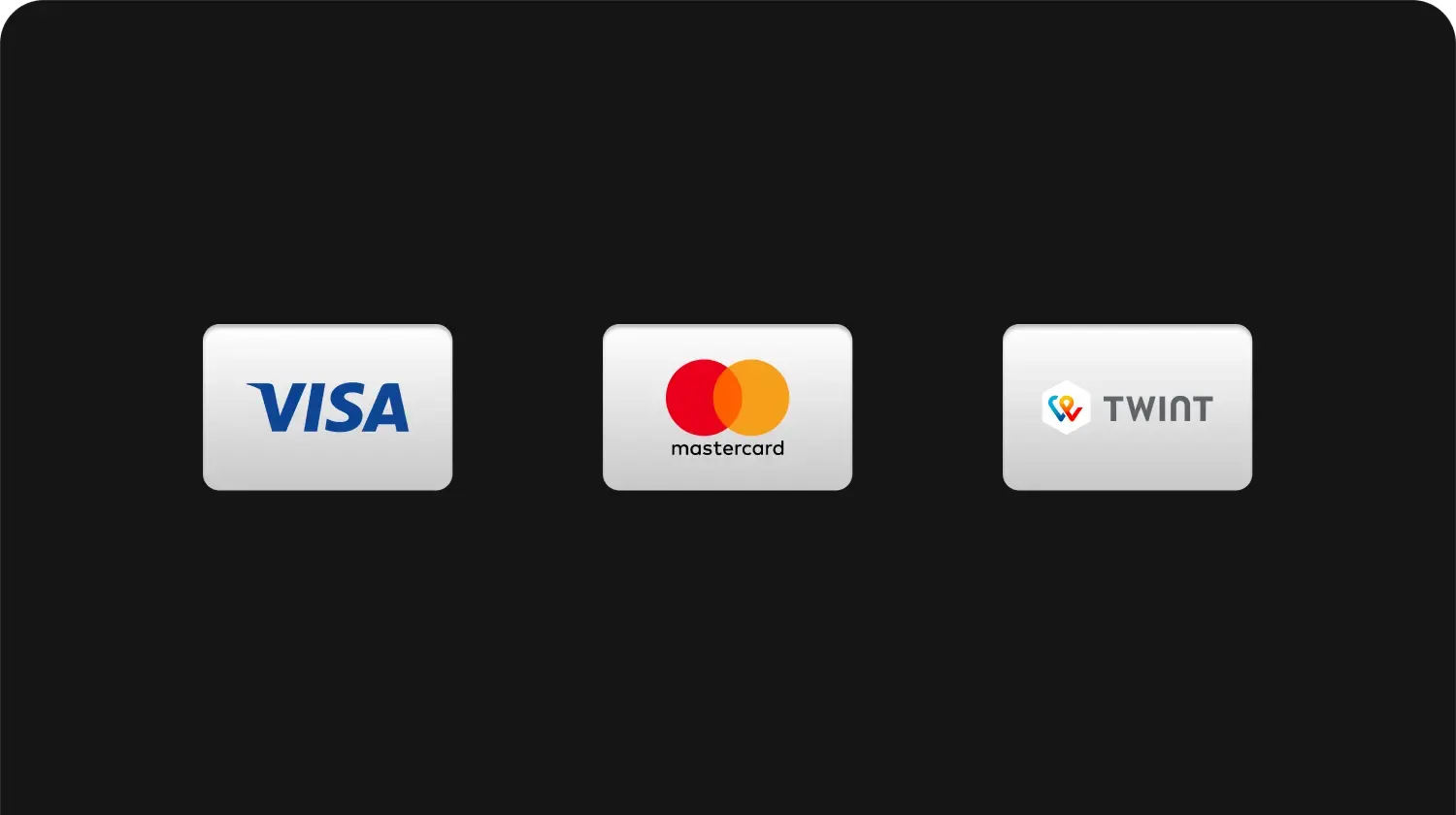 Card and TWINT payment methods in the app