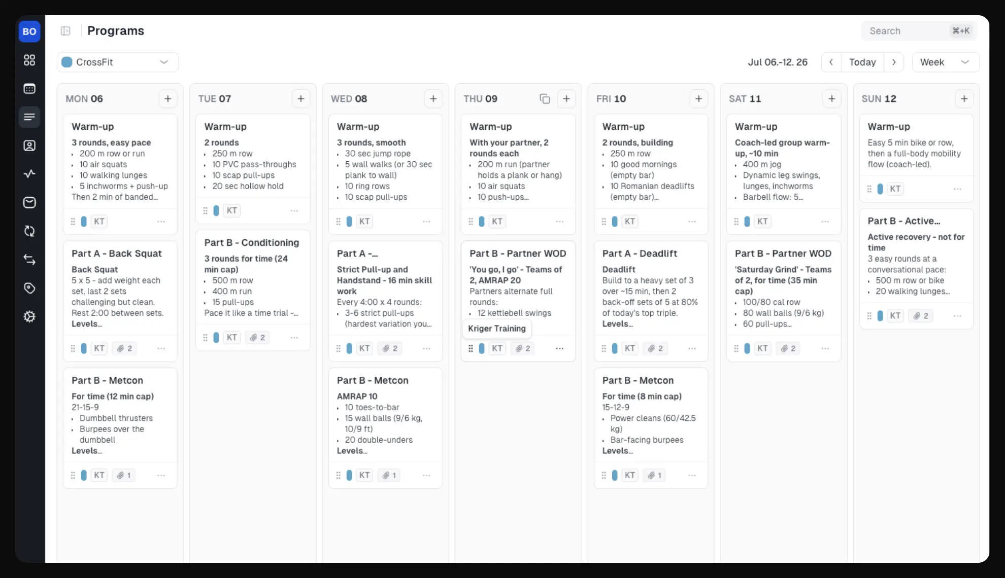A day of Kriger programming in your Boxbase schedule