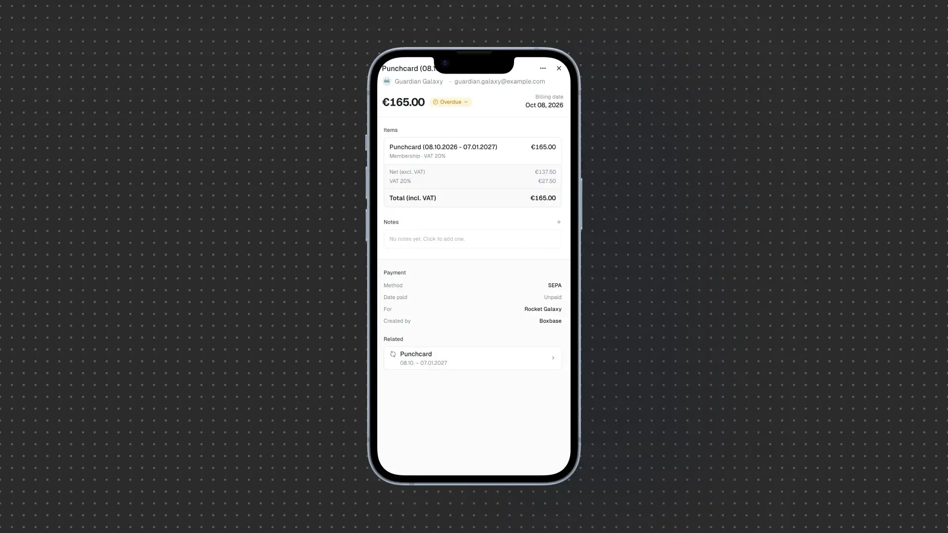 A dependent's payment billed to the guardian