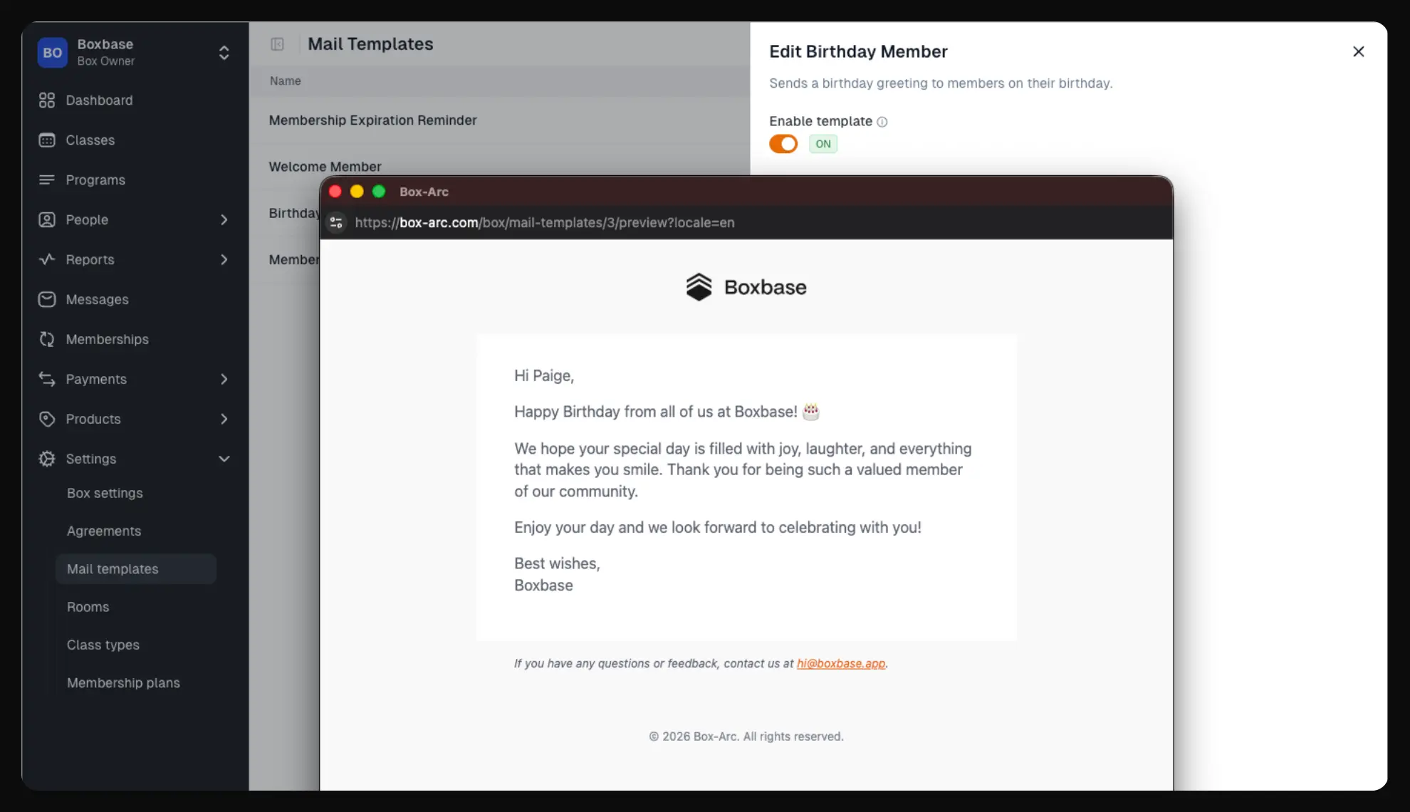 Birthday Email Template